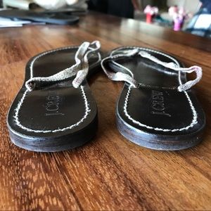 J.Crew Leather Capri Sandals, Metallic Silver